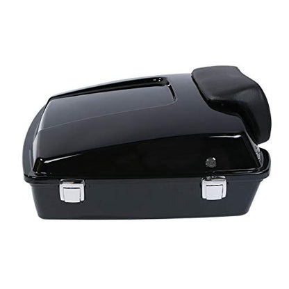 TCMT Razor Motorcycle Trunk Box Backrest Pad Fit For Harley 2009-2013 Touring Road Glide Street Glide Electra Glide Road King 2009-2013 (Chrome Latches)- Pack - color: Chrome Lacthes Trunk+Backrest