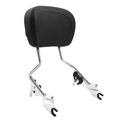 Chrome Detachable Sissy Bar Upright Passenger Backrest Pad & Air Wing Two Up Luggage Rack Fit for Harley Touring Road King Street Glide Road Glide 2009-2025 - color: Chrome #1