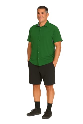 Club Ride Apparel Protocol Short Sleeve Cycling Jersey - Men's Snap Down Biking Top - color: Amazon Green, size: Large