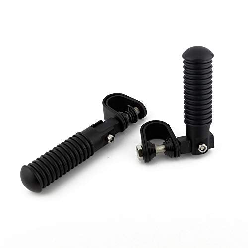 Motorcycle Footpegs Highway Pegs Adjustable Rubber Footrest 7/8" OR 1" Engine Guard Clamp Kit For Touring Road King Softail Dyna Universal (Black) - color: Mate Black # 2