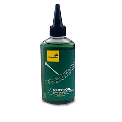 Scottoiler Essentials Micro vSystem Automatic Motorcycle Chain Lubrication System & Scorpion Dual Injector - Twin Feed applicator with 4.2fl.oz Biodegradable Green Scottoil Refill Bundle