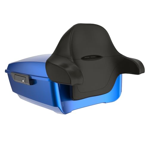 Advanblack 2024 Road Glide Blue Burst King Tour Trunk Pack Vechicle Bag Compatible with Motorcycle Harley Touring CVO Road Glide, Street Glide, 2023.5 2024 2025 Mounting Rack, Full Backrest & Liners - color: Blue Burst