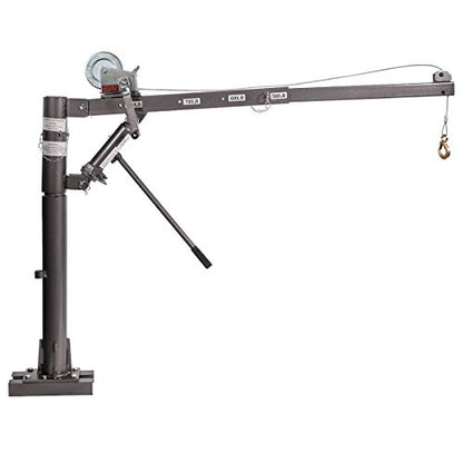 Stark USA 1/2 Ton Hydraulic Cable Winch Tow Pickup Truck Telescopic Crane Lift Hoist Load Crane Extension Swivel Base Mount (1100 LBS) Capacity
