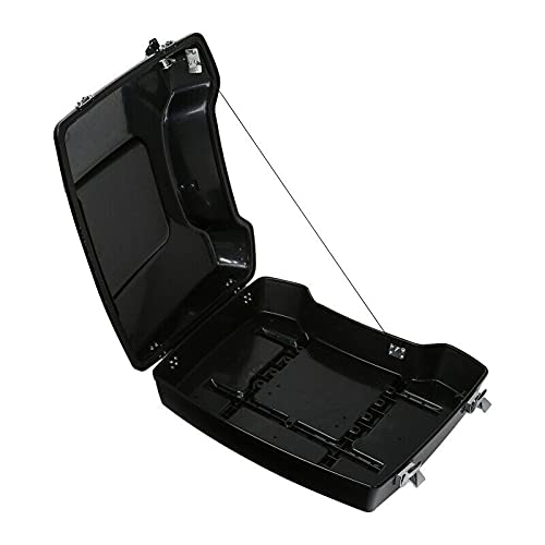 TCMT 5.5" Razor Motorcycle Trunk Box W/Latch Key Two Up Mounting Rack Fit For Harley Touring 2009-2013 Road Glide Road King Street Glide Pack - color: Chrome Lacthes Trunk+Black 2 up Rack
