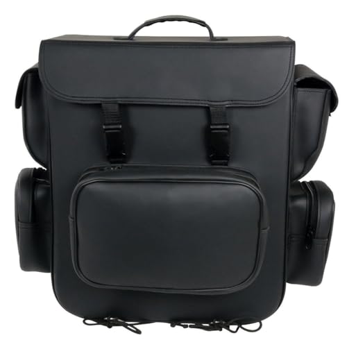 Milwaukee Leather SH584-BLK-PCS Black PVC Two Strap Sissy Bar Bag (16X19X7), One Size