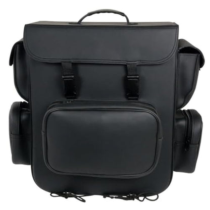 Milwaukee Leather SH584-BLK-PCS Black PVC Two Strap Sissy Bar Bag (16X19X7), One Size