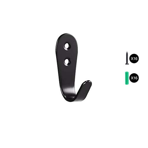 Flyisland Wall Hooks 8 Pcs, Coat Hooks Garage Hook Wall Mounted Hat Hangger Hooks Robe Hook Single Coat Hanger Heavy Duty (8 Pack, Black Round) - color: Black Round
