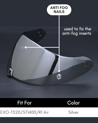 Compatible With EX0 T520 Motorcycle Helmet Visor R1 Air Face Helmet Shield Replacement ST1400 Tinted Visor (Silver) - color: Silver