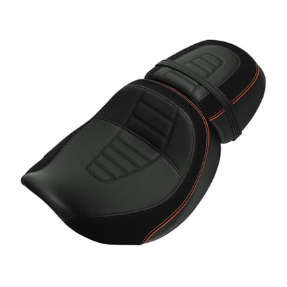 C.C. RIDER Low-Profile Rider&Passenger Seat Fit for Harley Touring 2023-2025 CVO Street Glide FLHXSE CVO Road Glide FLTRXSE 2024-2025 Street Glide FLHX Road Glide FLTRX FLTRXSTSE - size: 01# Black+ Orange Stitchs