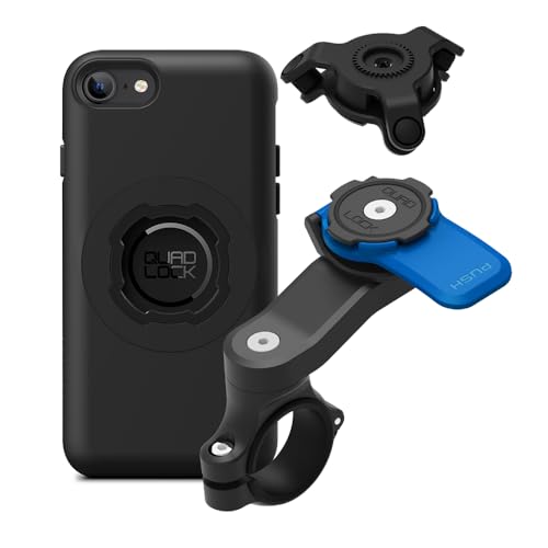 Quad Lock Motorcycle Handlebar Mount Kit with Vibration Dampener and MAG Phone Case for iPhone SE (3rd / 2nd Gen) & 8/7 - size: iPhone SE (3rd / 2nd Gen) & 8/7