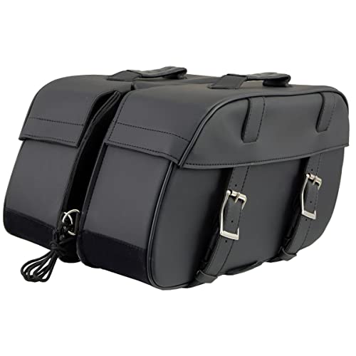 Milwaukee Leather PVC 2-Strap Throw-Over Easy Zip off and off Motorcycle Saddlebags - Medium - color: SH57701ZB-BLACK, size: Medium