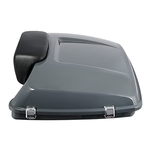 XFMT Motorcycle 5.5" Gunship Gray Razor Trunk Luggage W/Passenger Backrest Pad For Harley Touring Road King Street Glide Road Glide Electra Glide Ultra Classic 2014-Later - color: Gunship Gray Set 1