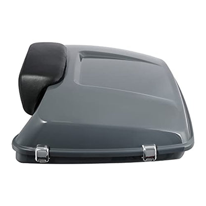 XFMT Motorcycle 5.5" Gunship Gray Razor Trunk Luggage W/Passenger Backrest Pad For Harley Touring Road King Street Glide Road Glide Electra Glide Ultra Classic 2014-Later - color: Gunship Gray Set 1