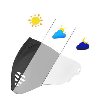 YMTSGEA Airflite Helmet Visor Replacement for IC-06.Motorcycle Helmet Shield Windshield Sunshield PC Lens UV Protection Compatible with Airflite IC-06 (Photochromic Clear/Deep Black) - color: Photochromic Clear/Deep Black
