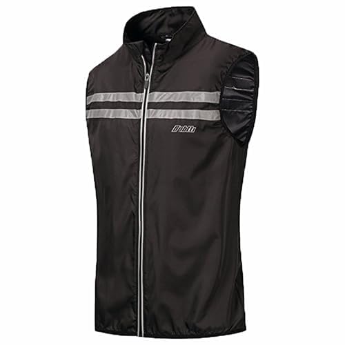 bpbtti Men's Hi-Viz Safety Running Cycling Vest Sleeveless Windbreaker vests- Windproof and Reflective - color: Black, size: Medium