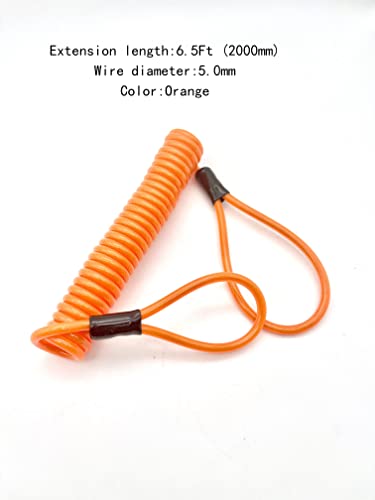 Lock Safety Cable for Motorcycle, 6.5 Feet, Disc Lock Reminder, Orange