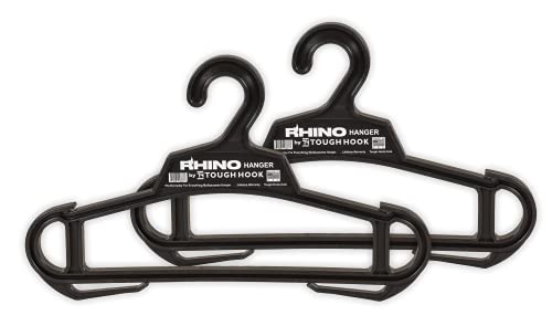 Rhino Tough Hook Heavy Duty Clothes Hangers – USA-Made Military Grade Coat Hanger for Body Armor & Jacket – 200-lb Capacity Suit Hangers for Heavy Apparel, 2 Black - color: Black, size: Pack of 2 (Original)