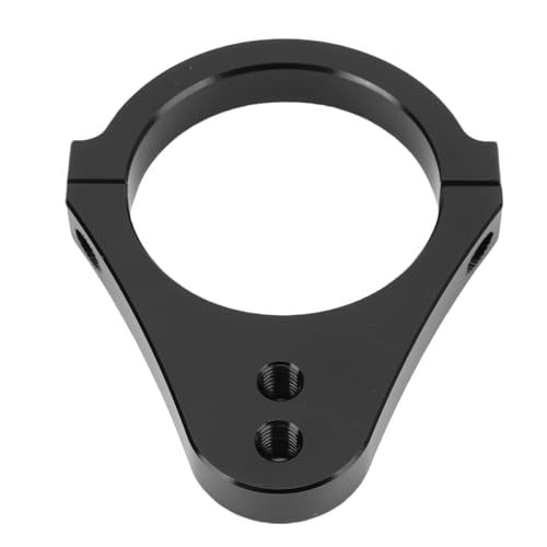 Steering Damper Bracket Fork Clamp, CNC Aluminum Alloy Anodized 60mm Motorcycle Fork Mounting Bracket with LED Light Mount, for 60mm Dampers (Black) - color: Black