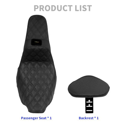 One-Piece Driver Passenger Seat Motorcycle 2-up Seat With Driver Backrest Cushion Pad Fit for Harley Touring Electra Glide Road King Road Glide Street Glide 2009-2023 (Black Stitching) - color: Black Stitching w/Driver Backrest