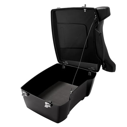 ECOTRIC Luggage Trunk Compatible with 1997-2013 Harley Road King Electra Glide Road Glide Street Glide King Motorcycle Trunk W/Top Rack - color: Black, size: King Tour Pack W/ Backrest Pad & Top Rack