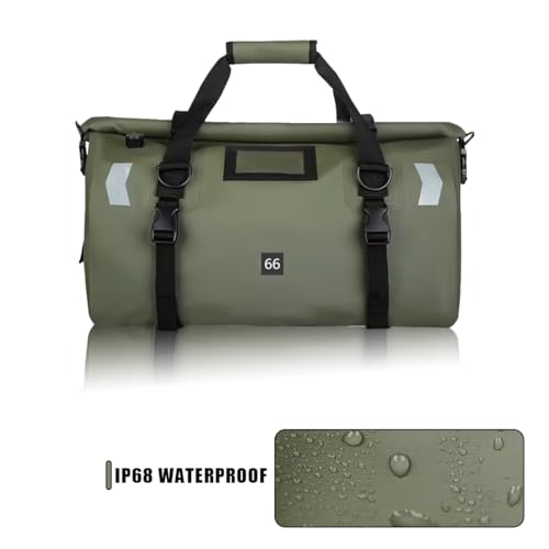 Waterproof PVC Motorcycle Dry Bag 66L Motorcycle Tail Saddle Bag Travel Luggage Storage Bag Roll Pack Bag Green - color: Green no logo