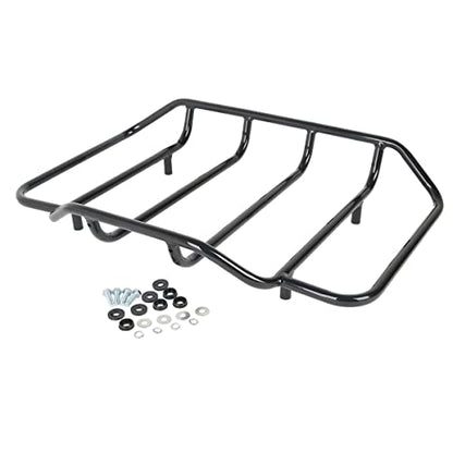 TCMT King Motorcycle Trunk Box Backrest & Black Luggage Rack Mount Rack Fit for Harley 2014-2025 Touring CVO Road King Road Glide Street Glide Electra Glide Pack - color: Style C Black 2 Up Rack#1