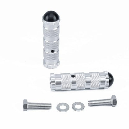 PROCNC Universal Anti-slip 8mm Motorcycle Foot Pegs with Install Bolts Foot Pegs Fit for Aprilla Honda Kawasaki Ducati Suzuki Yamaha Triumph MV etc (Sliver) - color: silver