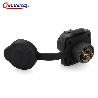 CNLINKO M12 Waterproof Connector 3 Pin PBT Plastic DC 12V Cable Panel Mount for AV System (3 Pin) - size: 3-Pin, style: Plug without Cable
