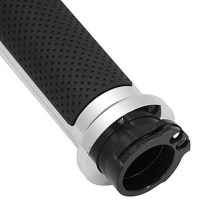 1 inch Handlebar Grips 25mm Aluminum Defiance Cable Throttle Hand Grips Compatible with Harley Touring Softail Dyna Sportster XL883 1200 XR VRSC - color: Chrome-Cable Throttle