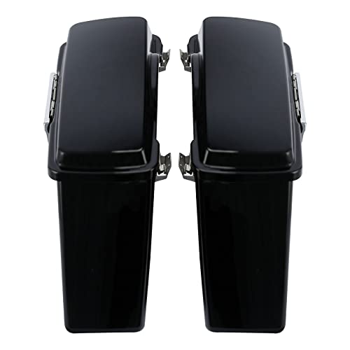 TCMT Matte Hard Saddle bags Saddlebag Trunk Fits For Harley Touring Road King Road Street Glide Ultra Classic FLHT FLHR FLHX 1994-2013 - color: Matte Black Chrome Latches#B