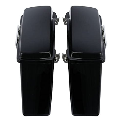 TCMT Matte Hard Saddle bags Saddlebag Trunk Fits For Harley Touring Road King Road Street Glide Ultra Classic FLHT FLHR FLHX 1994-2013 - color: Matte Black Chrome Latches#B