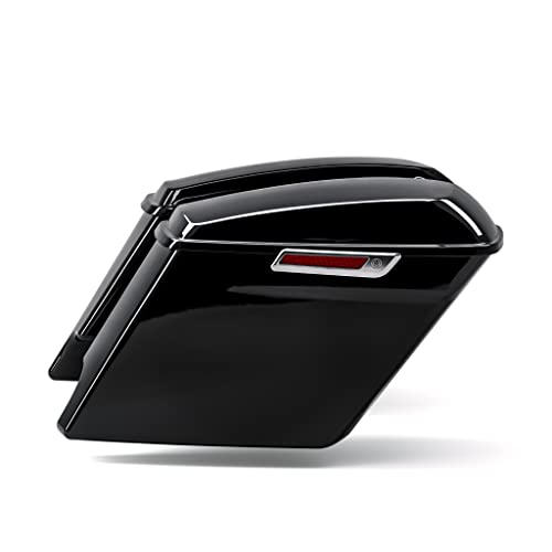 TCT-MOTORPARTS 5" Stretched Extended Hard Saddlebags Fit for Harley Touring 2014-later Road King Road Street Electra Glide Ultra-Classic - color: Stretched Vivid Black