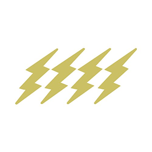 StickerDad Lightning Bolts Pack of 4 for Helmet, Windows, Walls, Bumpers, Laptop, Lockers (Gold, 3 Inches) - color: Gold