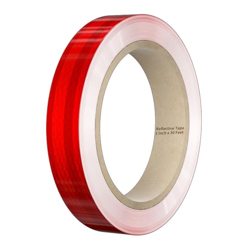 Reflective Tape, 1 Inch x 30 Feet - High Intensity - Red Reflective Safety Tape Waterproof Conspicuity for Trailer Reflector Trucks Bikes Baby Strollers Helmets - color: Red, size: 1 Inch x 30 Feet