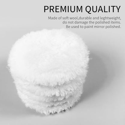 7 Piece 3 Inch Wool Buffing Pad, Drill Buffer Connecting M10 Drill Adapter, Buffing Pads, for Car Polishing and Waxing, Painting Tabletops, Old Leather Sofas, Tile Polishing - size: 7 Piece 3 Inch