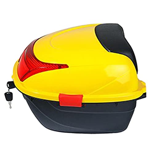 Lockable Motorcycle Trunk Tour Pack Tail Box Luggage 6 Color Top Box 28L Capacity Can Store Helmet for Motorbike Moped Rear Seat Rack(Yellow) - color: Yellow
