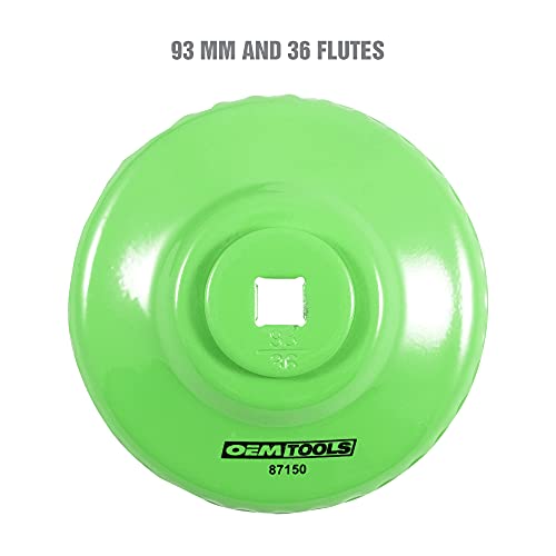 OEMTOOLS 87150 Oil Filter Wrench, 93mm 36 Flute, Oil filter Cap Removes Overtightened Filters, Precise Fit with 3/8” Drive, Rust-Resistant Finish - style: 93 mm 36 Flute