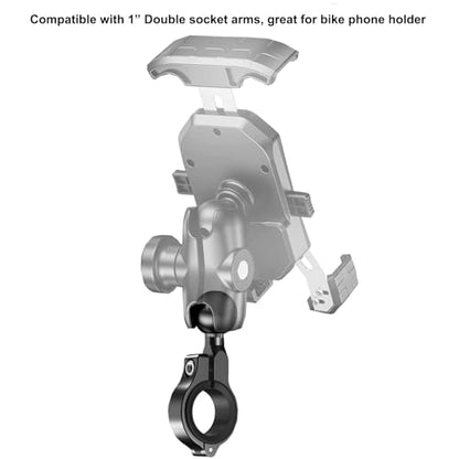 1 inch Ball Mounts Handlebar Mount Base for Round Rail Diameter 0.5"/0.87"/1"/1.26", Compatible with RAM Mounts B Size Double Socket Arms 1 Set - color: Black1, size: 1 inch Bracket