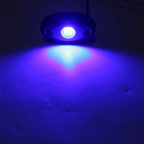 Blue LED Rock Lights, 4 Pods Neon 12V Waterproof Underglow Underbody Kit Crawler Crawling Dome Exterior Wheel Lights for ATV RZR UTV SUV Off-Road Auto Boat Motorcycle Glow Trail Rig Fender Lamp - color: blue