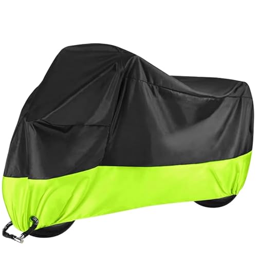 Waterproof All Season Motorcycle Cover Dustproof UV Protective Motorbike Rain Wear-Resistant Fabric Outdoor Moto(Fluorescent,3XL for 2201-2300mm) - color: Fluorescent, size: 3XL for 2201-2300mm