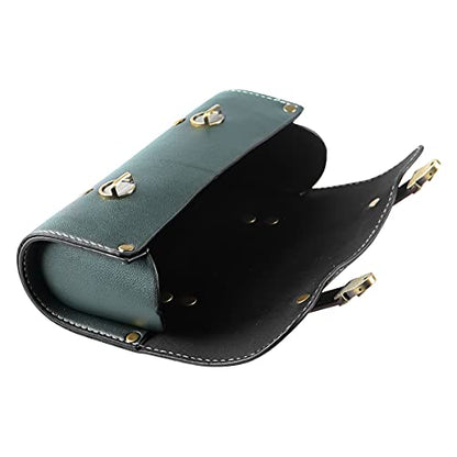 YIBO Motorcycle Fork Bag Quick Release Bag Side Bag Waterproof Universal Tool Bag American Bicycle Side Bag Leather Small Tool Bag (Green 2) - color: Green 2