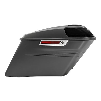 HR3 Charcoal Denim 4" Stretched Hard Saddlebags w/Speaker Lids Compatible with 2017 Street Glide Special FLHXS (Replace for OEM) - color: Charcoal Denim