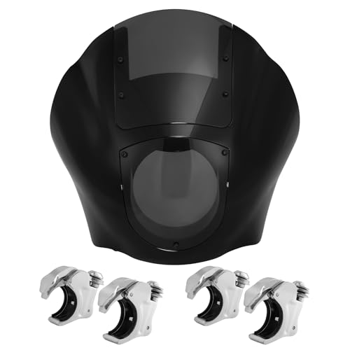 TCMT Quarter Head Fairing Windshield w/39mm Fork Clamp Fit For Harley Sportster XL1200 883 48 72 Dyna Low Rider Street Bob Wide Glide Fat Bob - color: Smoke Windshield, size: 39mm Chrome Clamps