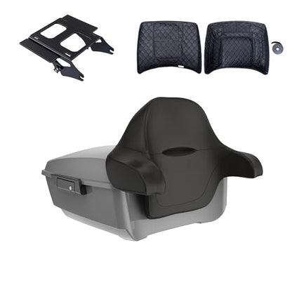 Advanblack King Tour Trunk Pack Compatible with Harley Touring CVO Road Glide, Street Glide, 2023.5 2024 2025 2026 Mounting Rack, Full Backrest & Trunk Liners (Dark Billiard Gray) - color: Dark Billiard Gray