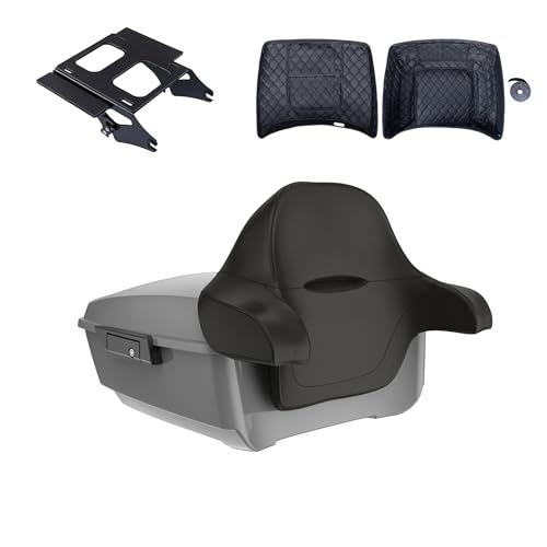 Advanblack King Tour Trunk Pack Compatible with Harley Touring CVO Road Glide, Street Glide, 2023.5 2024 2025 2026 Mounting Rack, Full Backrest & Trunk Liners (Dark Billiard Gray) - color: Dark Billiard Gray