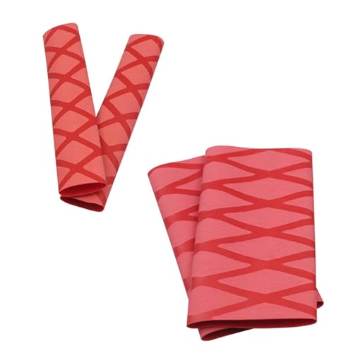 4 PCS Motorcycle Heat Shrink Grip Sleeves, 2 Handlebar and 2 Brake Anti-Slip Grid Pattern Cover, Anti-Scratch Comfortable Grip Protective Sleeve, Personalized Modified Decoration (Red) - color: Red