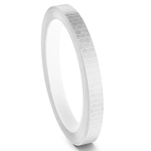 Neon Reflective Tape 0.4In x 26 Feet, Safety Warning Tape High Viscosity Durable Lasting Outdoor Waterproof Neon Reflector Strips for Bicycles Helmets Trailers(White) - color: White