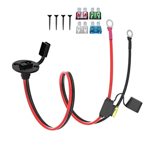ELFCULB 2FT 10AWG SAE Power Socket Sidewall Port to O Ring Connecters Extension Cord Cable with 10A 15A 20A 25A 30A Fuse Compatible with Solar Generator Battery Charger,for Solar Accessories - color: SAE Power Socket Sidewall Port to O Ring, size: 2FT