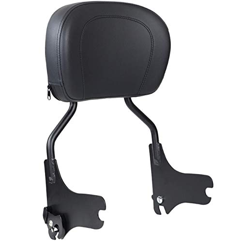 AUFER Detachable Upright Passenger Backrest Sissy Bar With Back Rest Pad Compatible With For Touring Road King Street Glide Electra Glide Road Glide FLHR FLHX FLHT FLTR 1997-2008（Black）