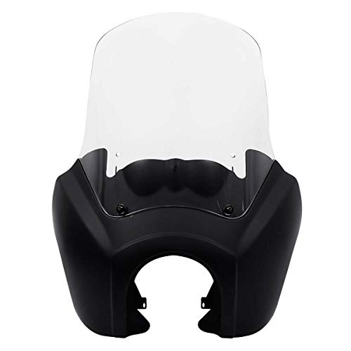 Green-L Matte Black Pre-Drilled Front Upper Fairing 15" Clear Windshield Fit for Harley Dyna Low Rider FXDL 2007–2017 - color: Matte Black Fairing w/ Clear Windshield